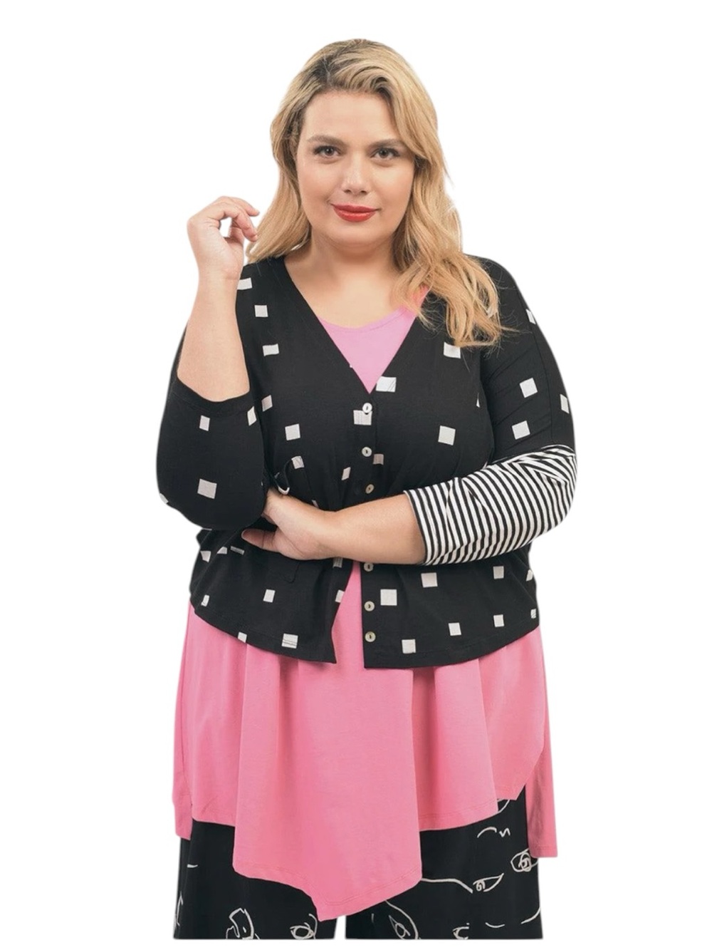 Alembika Pink Ani Tunic Top 1X Bazooka Asymmetrical Swing Tank NWT